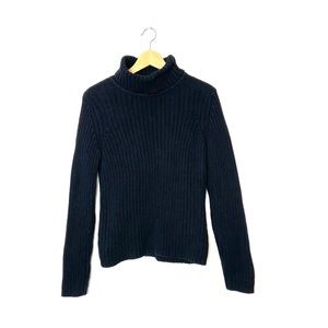 Vintage Cotton Ginny Ribbed Black Turtleneck